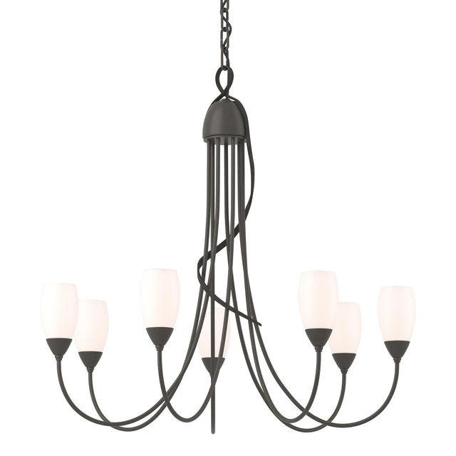 Hubbardton Forge 2014 Dark Smoke Opal Glass (GG) Flora 7 Arm Chandelier