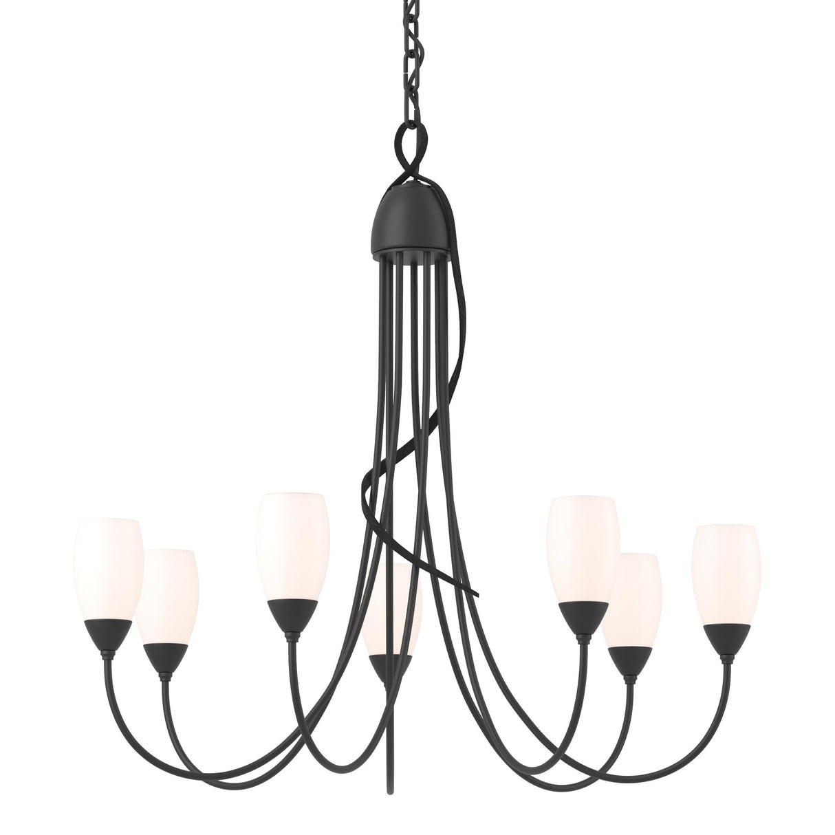Hubbardton Forge 2014 Black Opal Glass (GG) Flora 7 Arm Chandelier