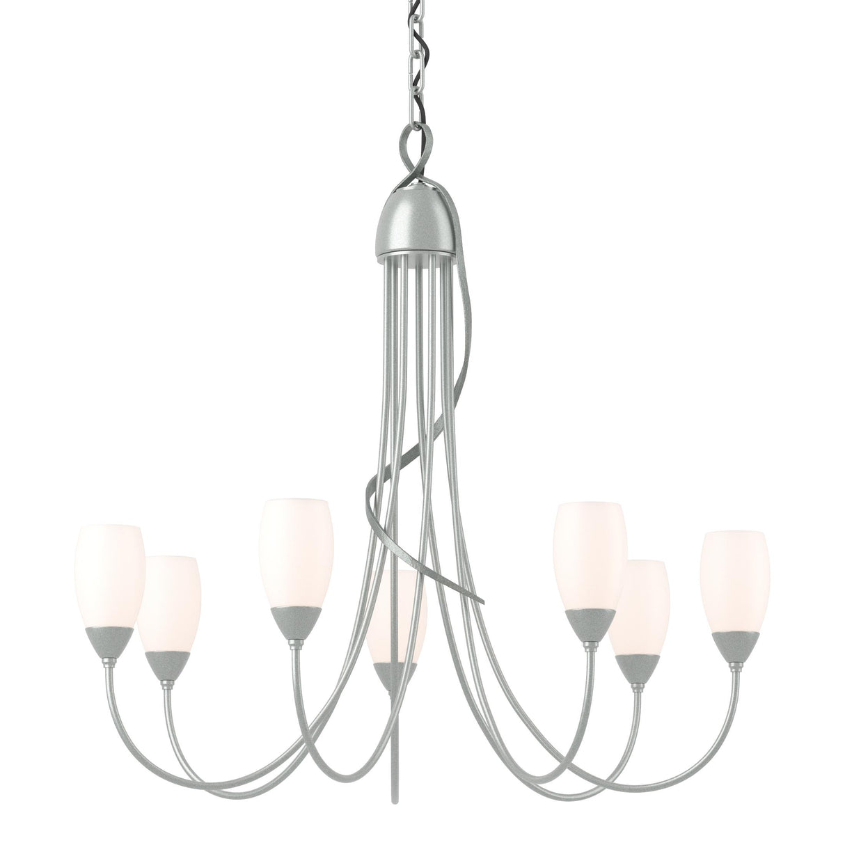 Hubbardton Forge 2014 Vintage Platinum Opal Glass (GG) Flora 7 Arm Chandelier