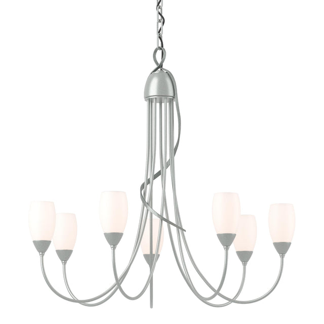 Hubbardton Forge 2014 Vintage Platinum Opal Glass (GG) Flora 7 Arm Chandelier