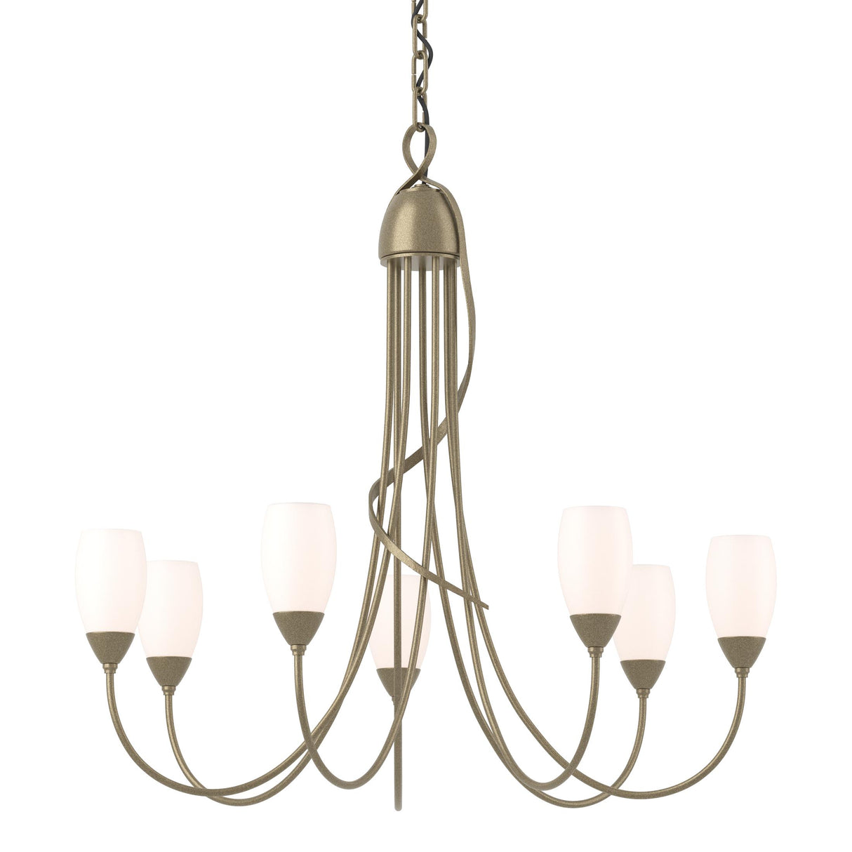 Hubbardton Forge 2014 Soft Gold Opal Glass (GG) Flora 7 Arm Chandelier