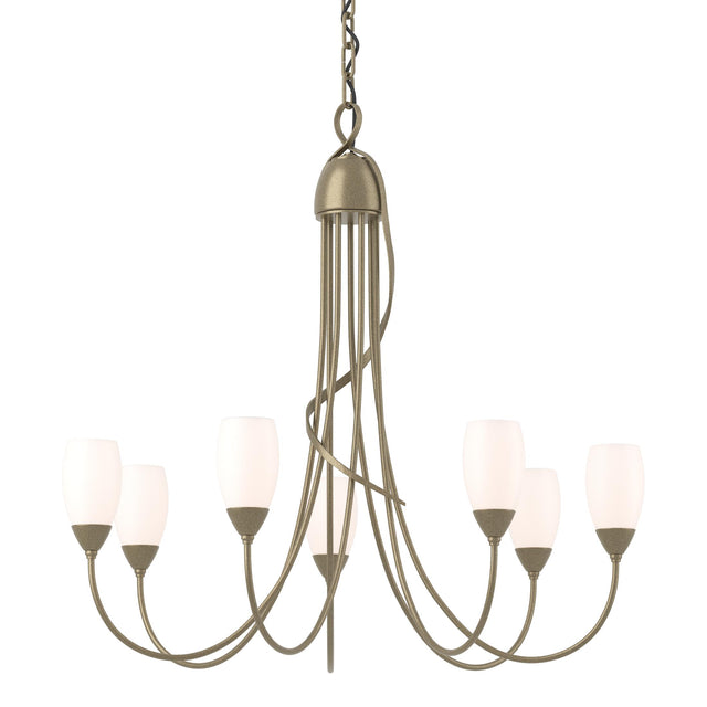 Hubbardton Forge 2014 Soft Gold Opal Glass (GG) Flora 7 Arm Chandelier