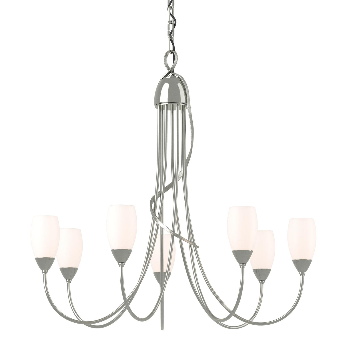 Hubbardton Forge 2014 Sterling Opal Glass (GG) Flora 7 Arm Chandelier
