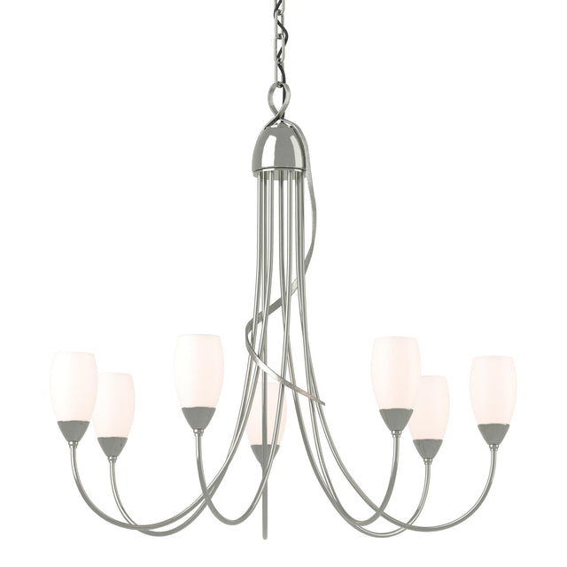 Hubbardton Forge 2014 Sterling Opal Glass (GG) Flora 7 Arm Chandelier