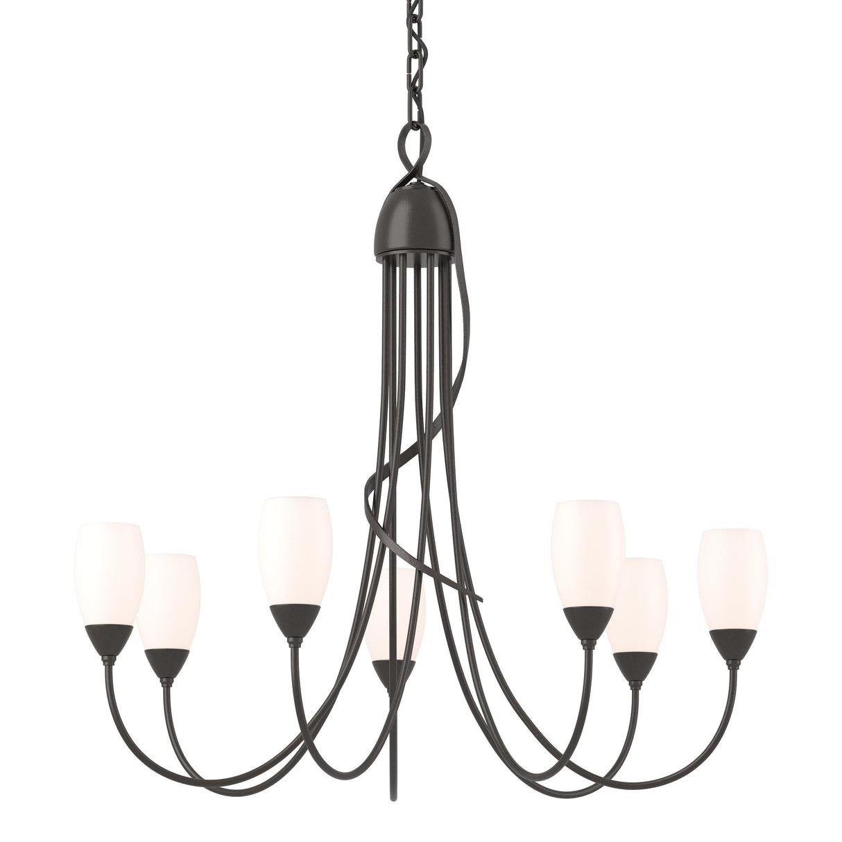 Hubbardton Forge 2014 Oil Rubbed Bronze Opal Glass (GG) Flora 7 Arm Chandelier
