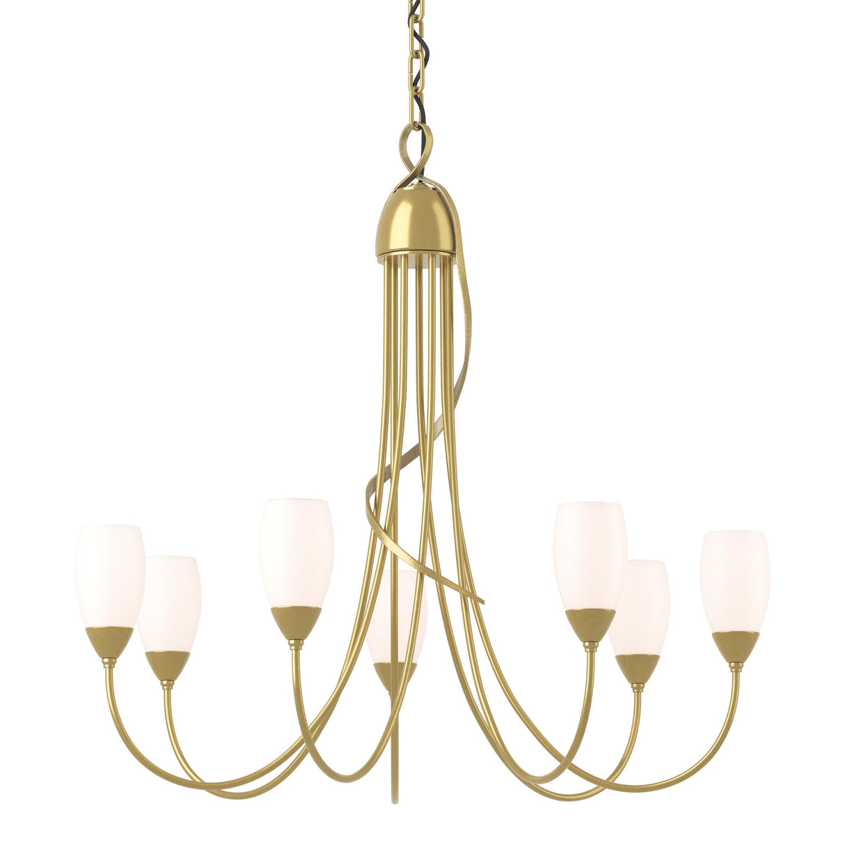 Hubbardton Forge 2014 Modern Brass Opal Glass (GG) Flora 7 Arm Chandelier