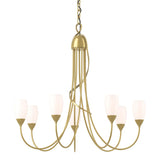 Hubbardton Forge 2014 Modern Brass Opal Glass (GG) Flora 7 Arm Chandelier