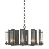 Hubbardton Forge 2014 Dark Smoke Seeded Clear Glass (II) New Town 10 Arm Chandelier