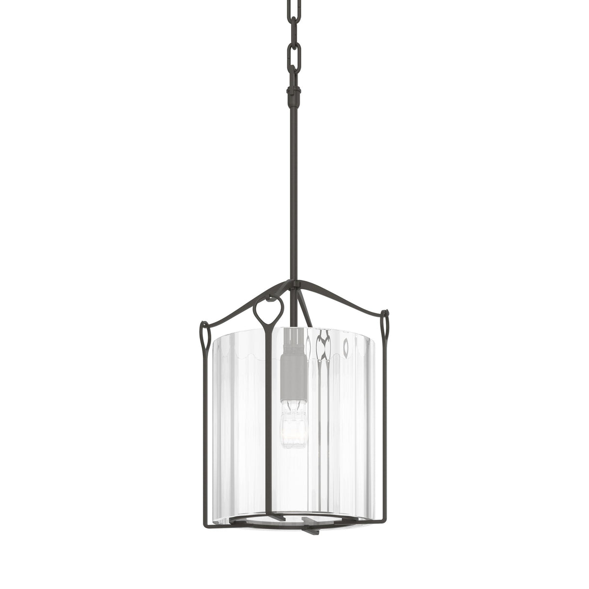 Hubbardton Forge 2020 Dark Smoke Clear Glass (ZM) Bow Tall Mini Pendant