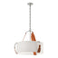 Hubbardton Forge 2021 Polished Nickel Chestnut Leather Flax Shade (SE) Saratoga Small Pendant
