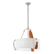 Hubbardton Forge 2021 Polished Nickel Chestnut Leather Natural Anna Shade (SF) Saratoga Small Pendant
