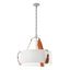 Hubbardton Forge 2021 Polished Nickel Chestnut Leather Natural Anna Shade (SF) Saratoga Small Pendant
