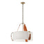 Hubbardton Forge 2021 Antique Brass Chestnut Leather Flax Shade (SE) Saratoga Small Pendant