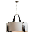 Hubbardton Forge 2021 Polished Nickel Black Leather Natural Anna Shade (SF) Saratoga Large Pendant