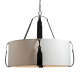 Hubbardton Forge 2021 Polished Nickel Black Leather Natural Anna Shade (SF) Saratoga Large Pendant