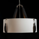 Hubbardton Forge 2021 Polished Nickel Black Leather Natural Anna Shade (SF) Saratoga Large Pendant