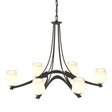 Hubbardton Forge 2010 Dark Smoke Opal Glass (GG) Oval Ribbon 6 Arm Chandelier