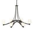 Hubbardton Forge 2010 Dark Smoke Clear Glass with Opal Diffuser (ZU) Oval Ribbon 6 Arm Chandelier
