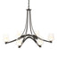 Hubbardton Forge 2010 Dark Smoke Clear Glass with Opal Diffuser (ZU) Oval Ribbon 6 Arm Chandelier