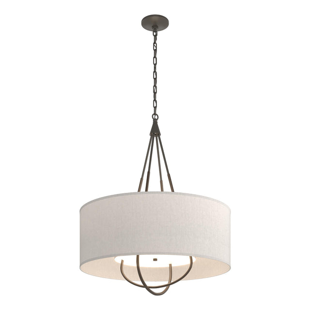 Hubbardton Forge 2019 Dark Smoke Bronze Flax Shade (SE) Loop Pendant