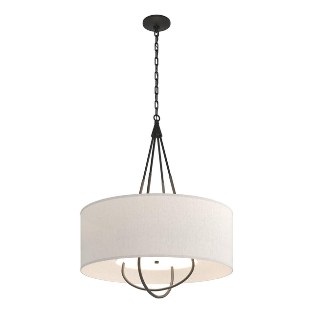 Hubbardton Forge 2019 Black Dark Smoke Flax Shade (SE) Loop Pendant