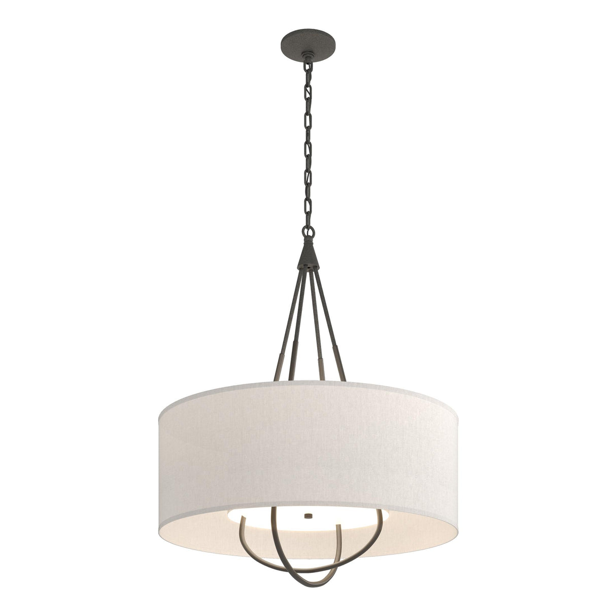 Hubbardton Forge 2019 Natural Iron Dark Smoke Flax Shade (SE) Loop Pendant
