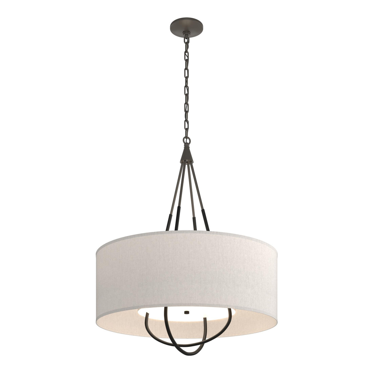 Hubbardton Forge 2019 Dark Smoke Black Flax Shade (SE) Loop Pendant