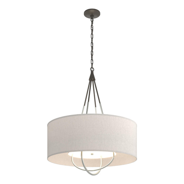 Hubbardton Forge 2019 Dark Smoke Vintage Platinum Flax Shade (SE) Loop Pendant