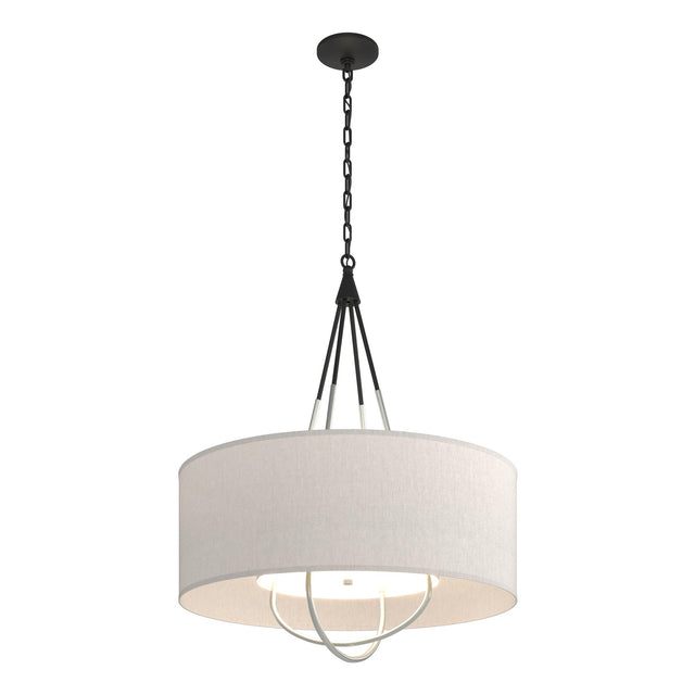 Hubbardton Forge 2019 Black Vintage Platinum Flax Shade (SE) Loop Pendant