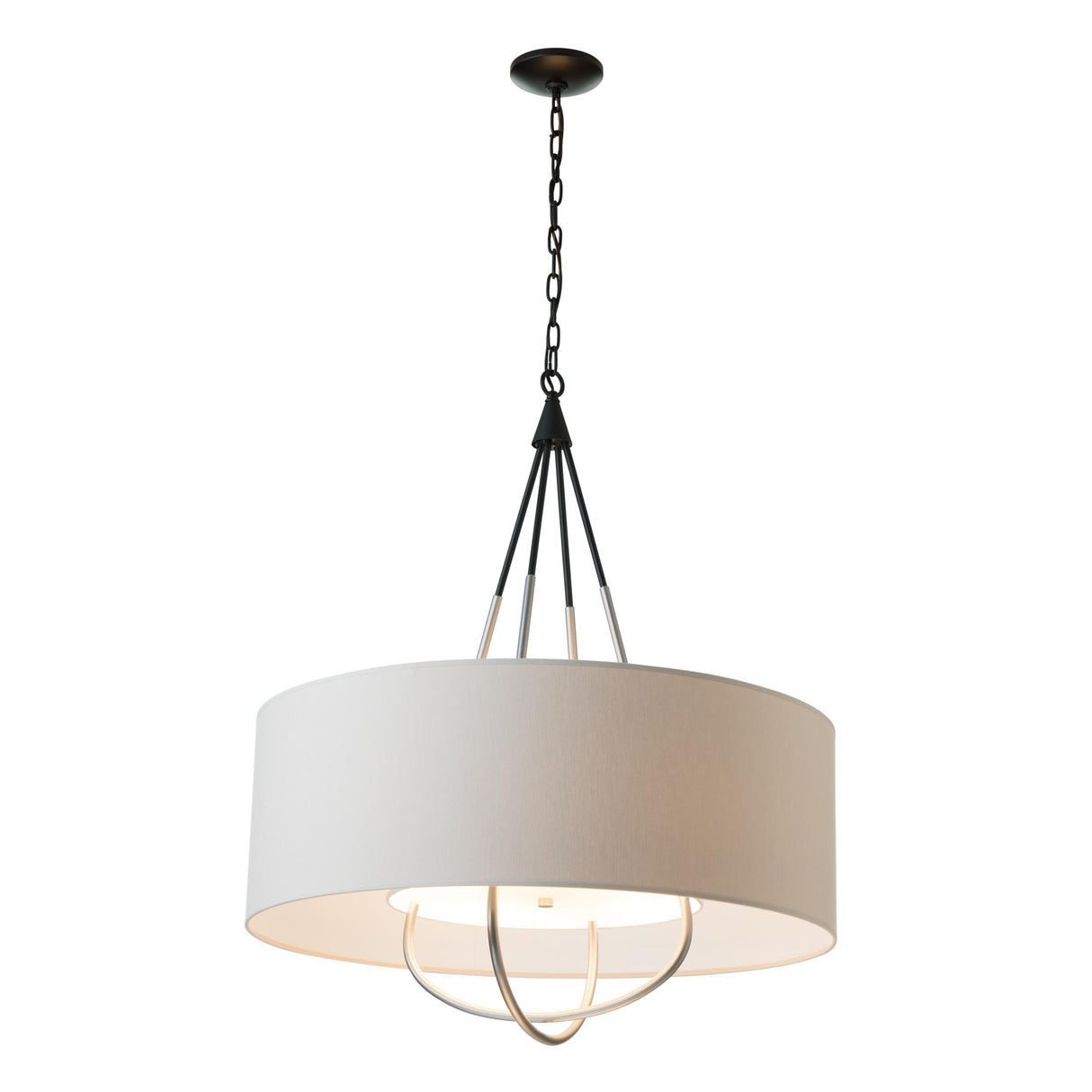 Hubbardton Forge 2019 Black Vintage Platinum Flax Shade (SE) Loop Pendant