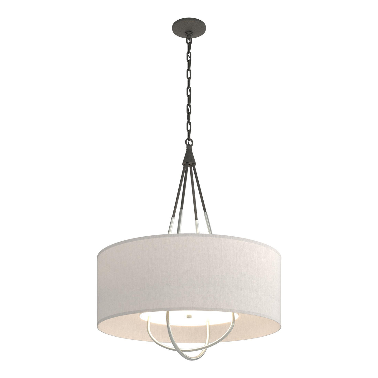 Hubbardton Forge 2019 Natural Iron Vintage Platinum Flax Shade (SE) Loop Pendant