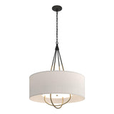 Hubbardton Forge 2019 Black Soft Gold Flax Shade (SE) Loop Pendant