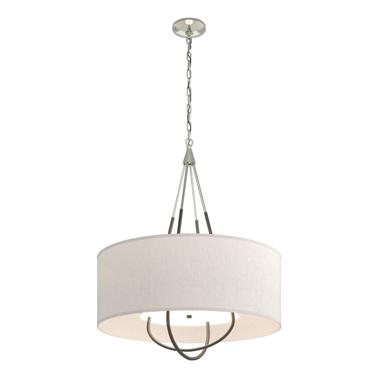 Hubbardton Forge 2019 Sterling Dark Smoke Flax Shade (SE) Loop Pendant