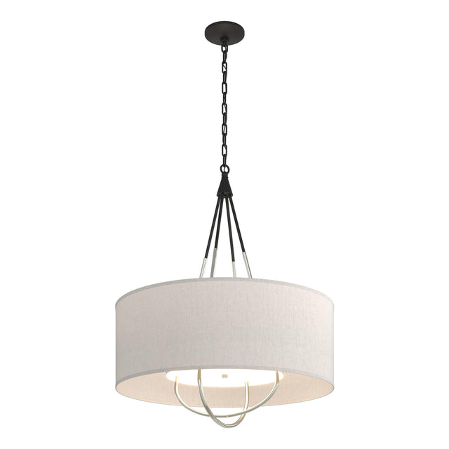 Hubbardton Forge 2019 Black Sterling Flax Shade (SE) Loop Pendant