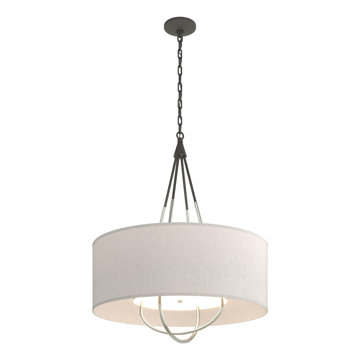 Hubbardton Forge 2019 Natural Iron Sterling Flax Shade (SE) Loop Pendant