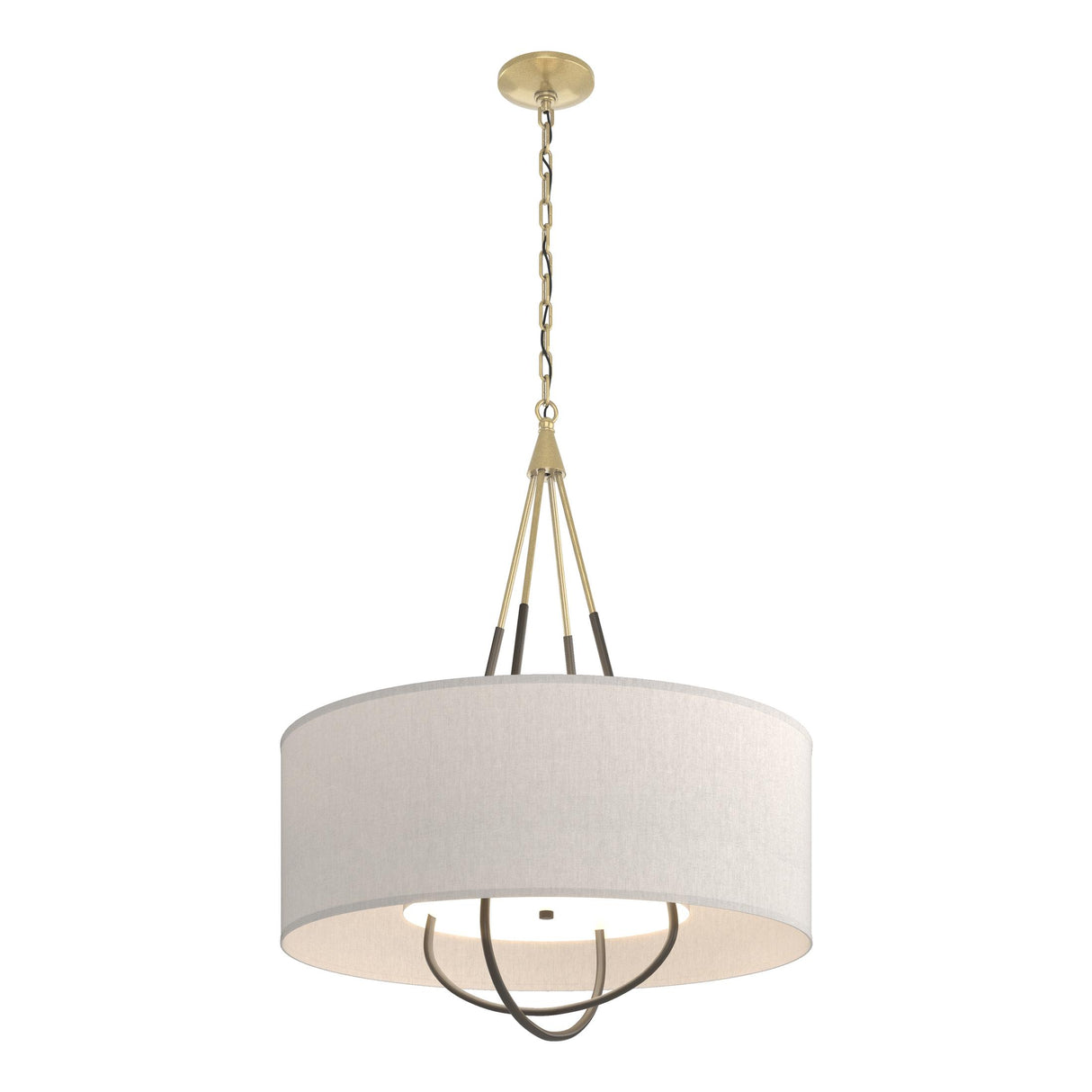 Hubbardton Forge 2019 Modern Brass Dark Smoke Flax Shade (SE) Loop Pendant