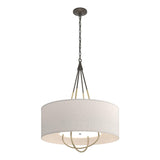 Hubbardton Forge 2019 Dark Smoke Modern Brass Flax Shade (SE) Loop Pendant