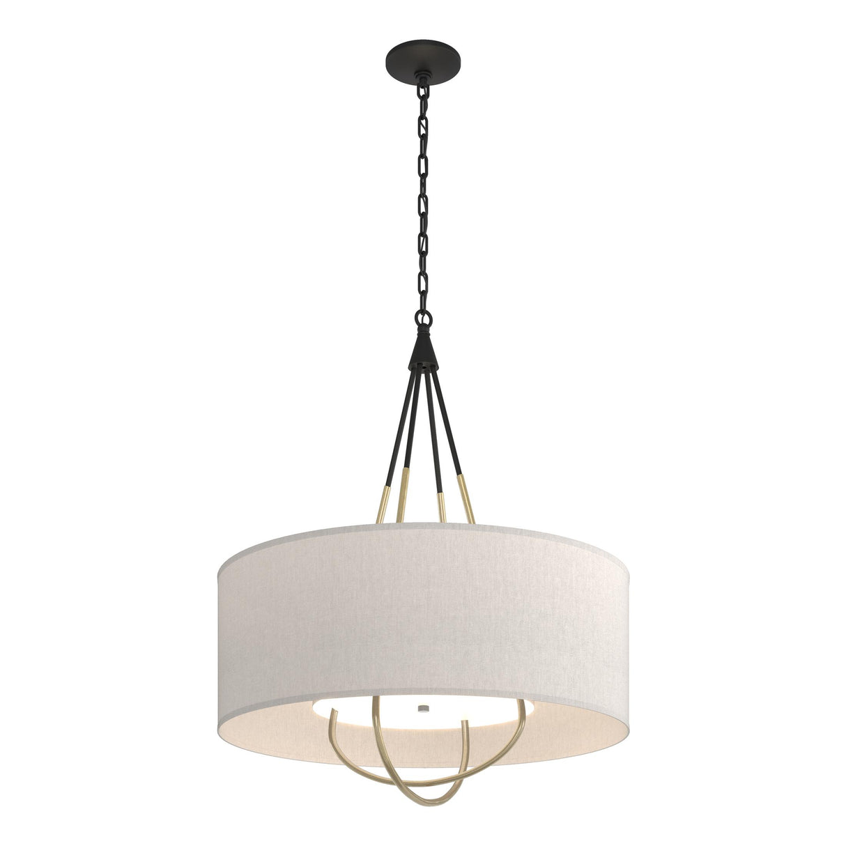 Hubbardton Forge 2019 Black Modern Brass Flax Shade (SE) Loop Pendant