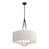 Hubbardton Forge 2019 Black Modern Brass Flax Shade (SE) Loop Pendant