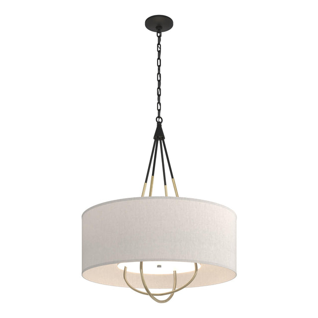Hubbardton Forge 2019 Black Modern Brass Flax Shade (SE) Loop Pendant