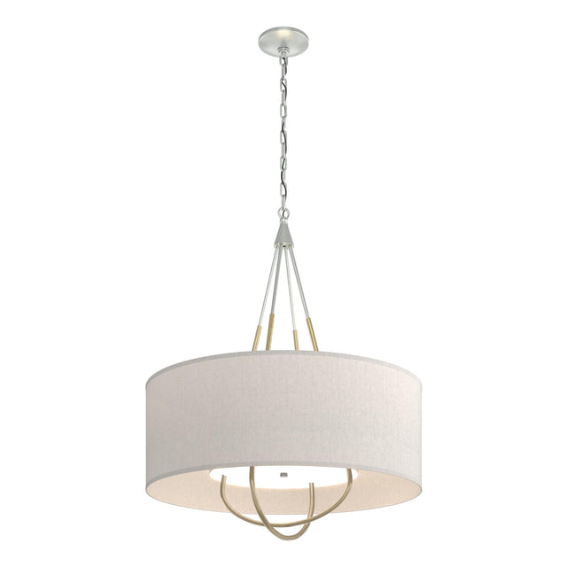 Hubbardton Forge 2019 Vintage Platinum Modern Brass Flax Shade (SE) Loop Pendant