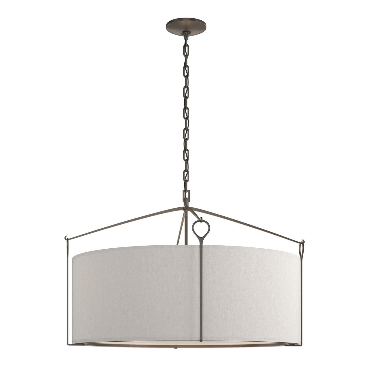 Hubbardton Forge 2019 Dark Smoke Flax Shade (SE) Bow Large Pendant