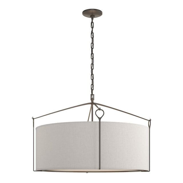 Hubbardton Forge 2019 Dark Smoke Flax Shade (SE) Bow Large Pendant