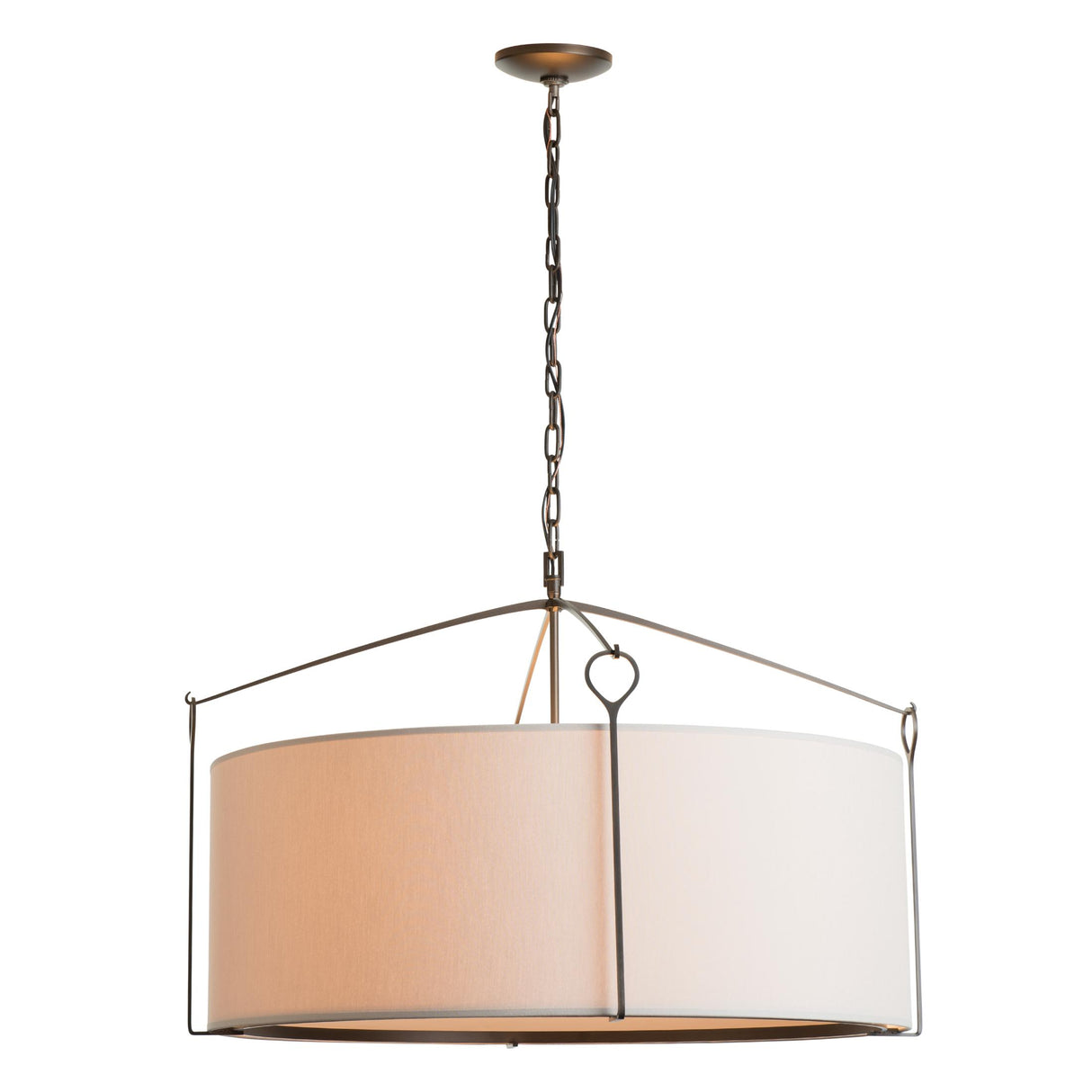 Hubbardton Forge 2019 Dark Smoke Flax Shade (SE) Bow Large Pendant