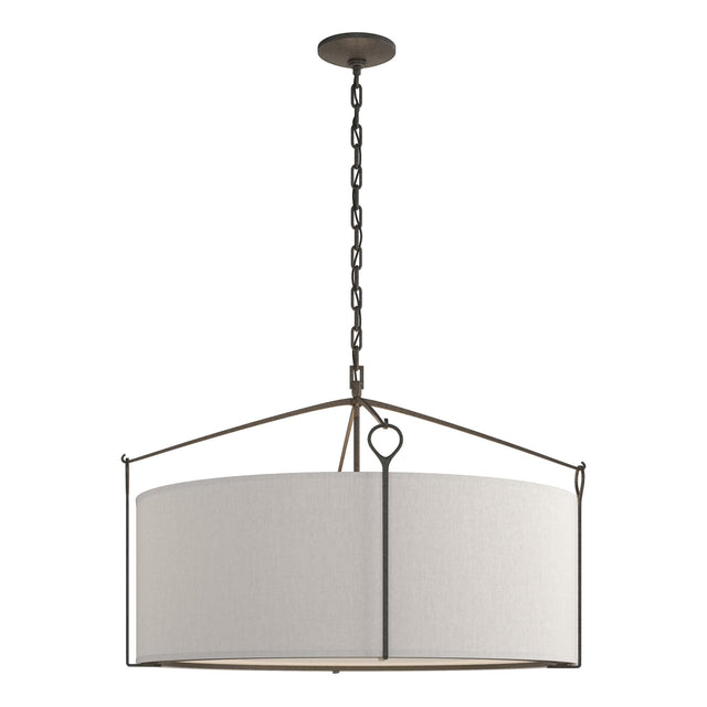 Hubbardton Forge 2019 Natural Iron Flax Shade (SE) Bow Large Pendant