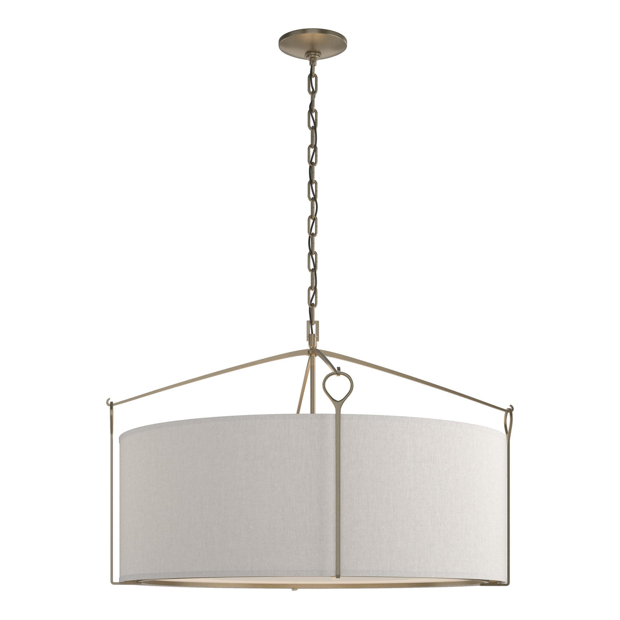 Hubbardton Forge 2019 Soft Gold Flax Shade (SE) Bow Large Pendant