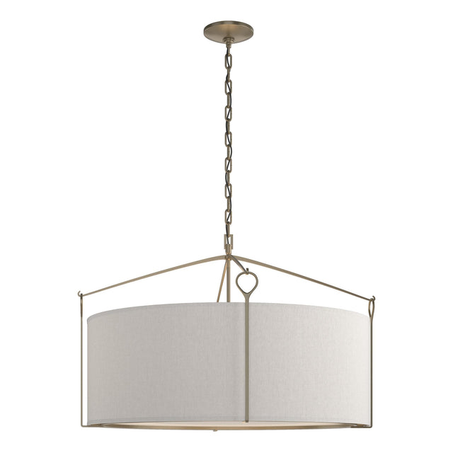 Hubbardton Forge 2019 Soft Gold Flax Shade (SE) Bow Large Pendant