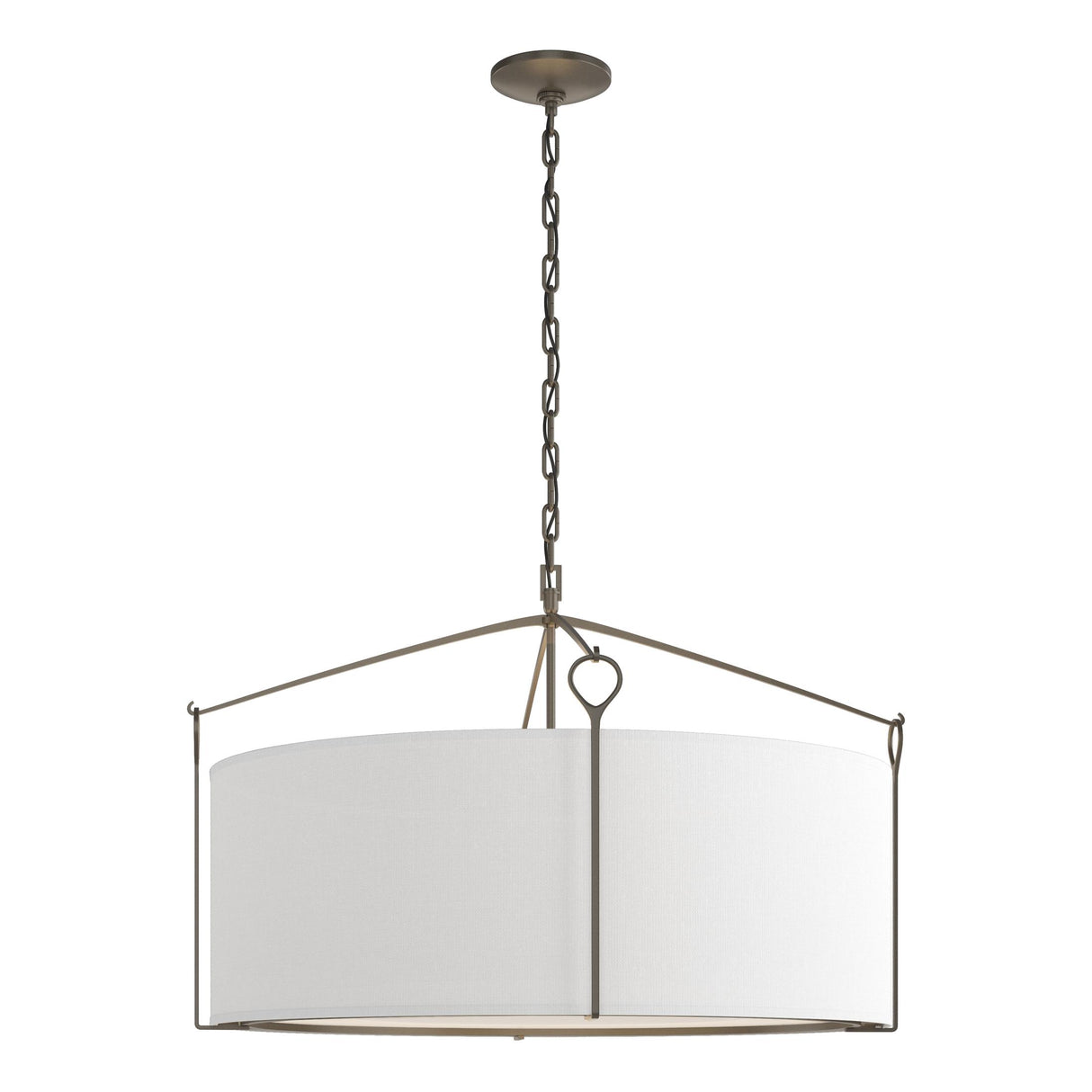 Hubbardton Forge 2019 Dark Smoke Natural Anna Shade (SF) Bow Large Pendant