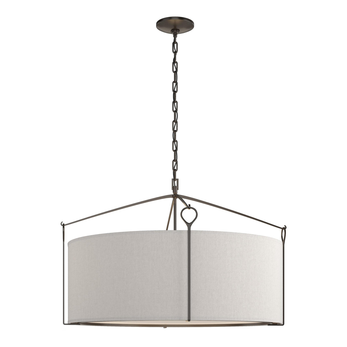 Hubbardton Forge 2019 Oil Rubbed Bronze Flax Shade (SE) Bow Large Pendant