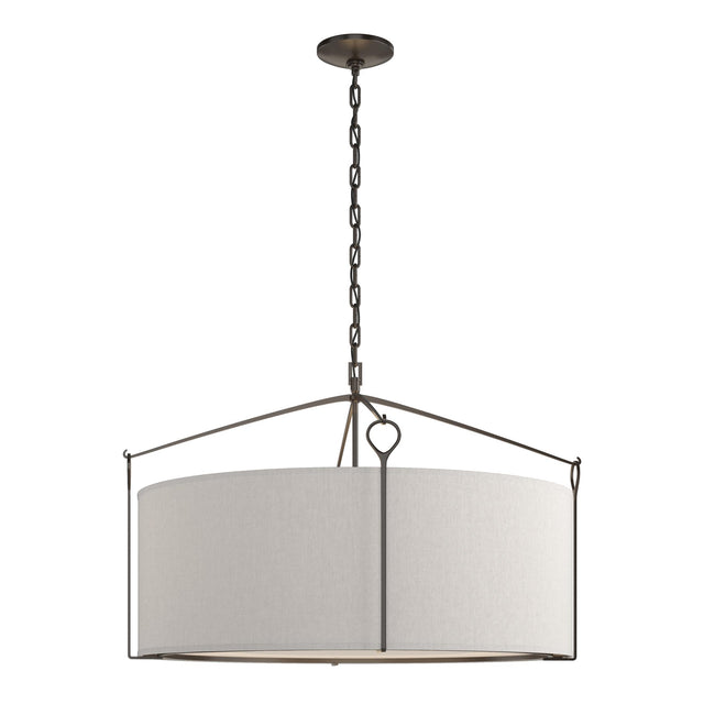 Hubbardton Forge 2019 Oil Rubbed Bronze Flax Shade (SE) Bow Large Pendant